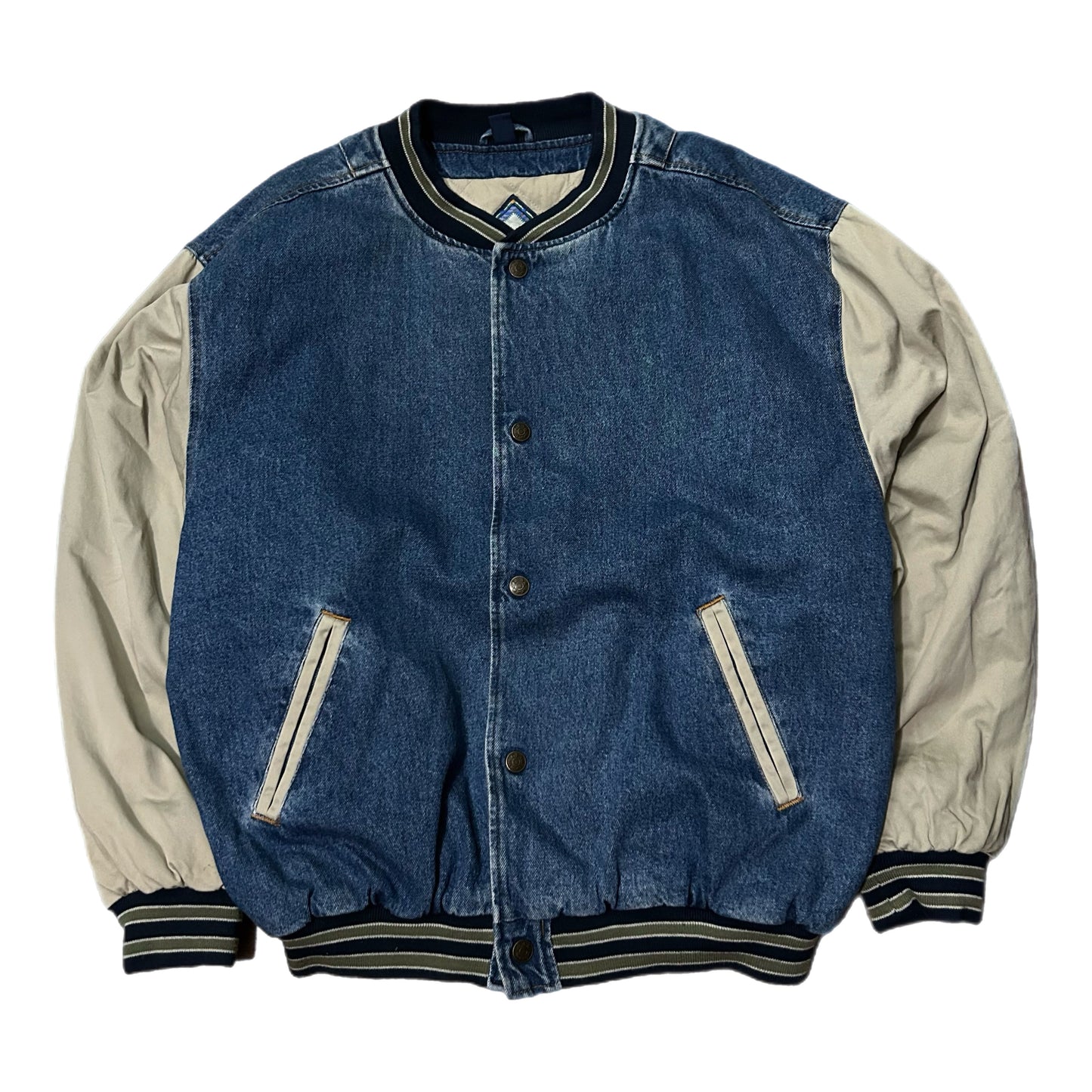 (XL) Vintage 90s Gear For Sports Denim Bomber Varisty Jacket 'Fridays'