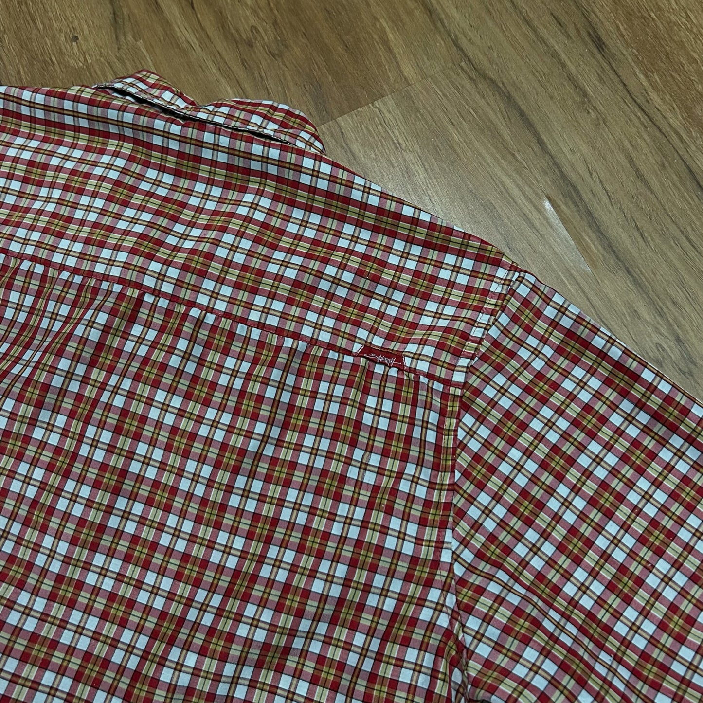(L) Vintage Y2K Billabong Surfwear Plaid Red Yellow Button-Up Shirt