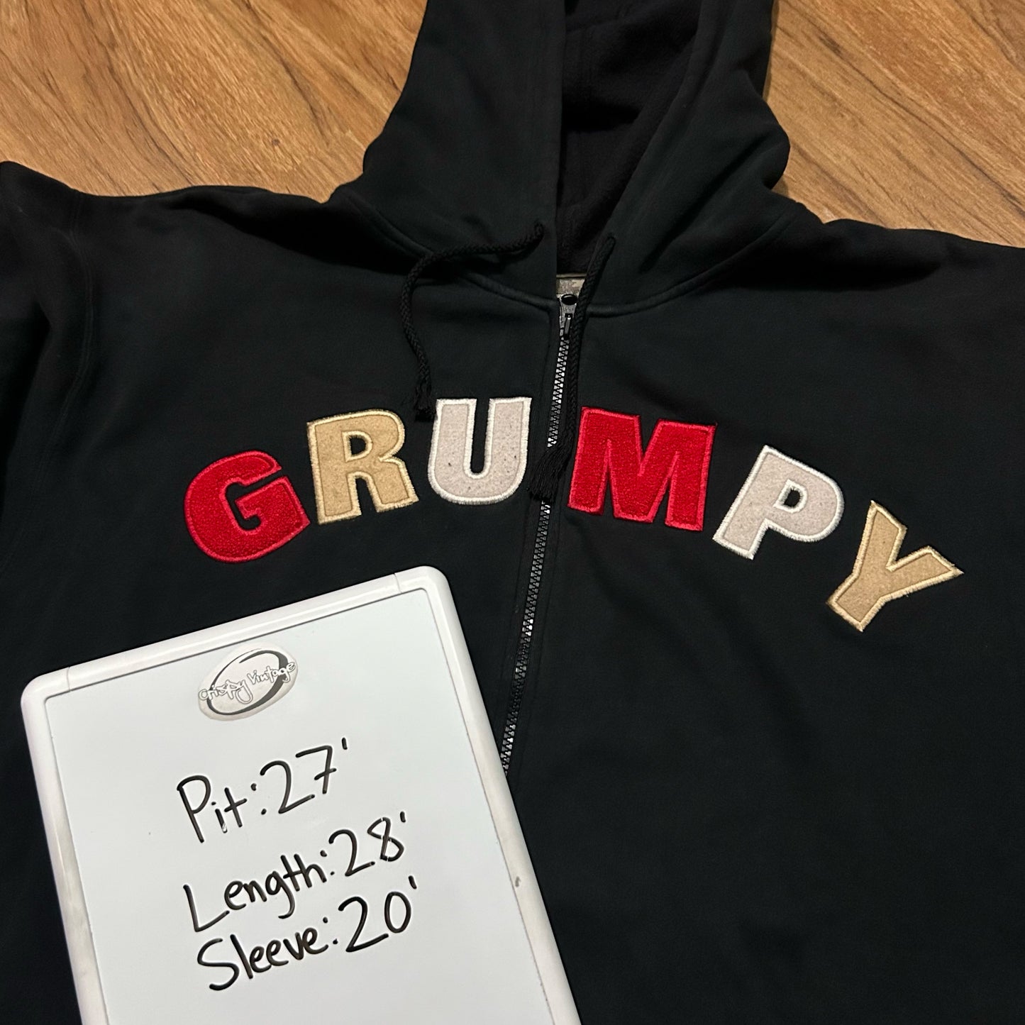 (XL) Vintage Walt Disney World Grumpy Black Full Zip Hoodie