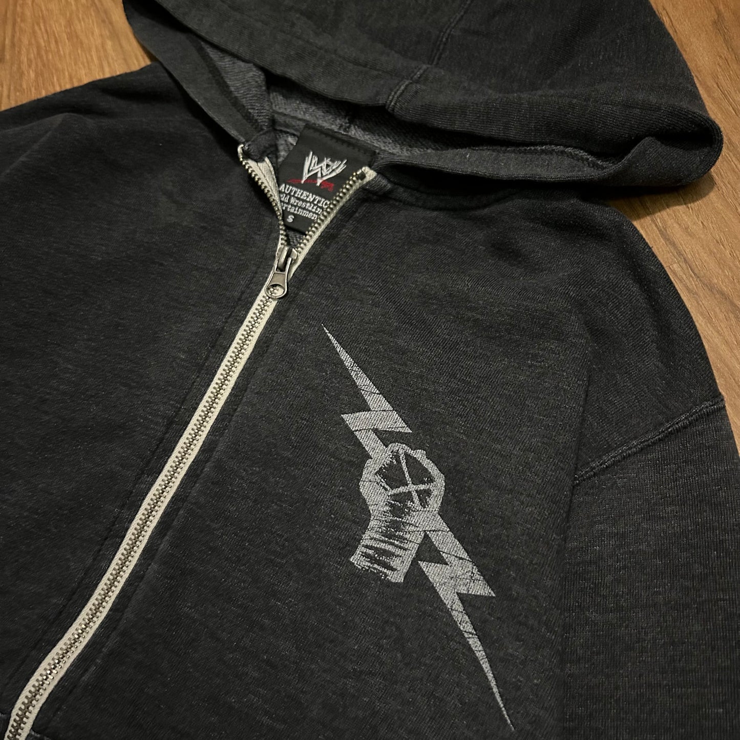 (S) Vintage WWE CM Punk Lightning Bolt Black Zip-Up Hoodie