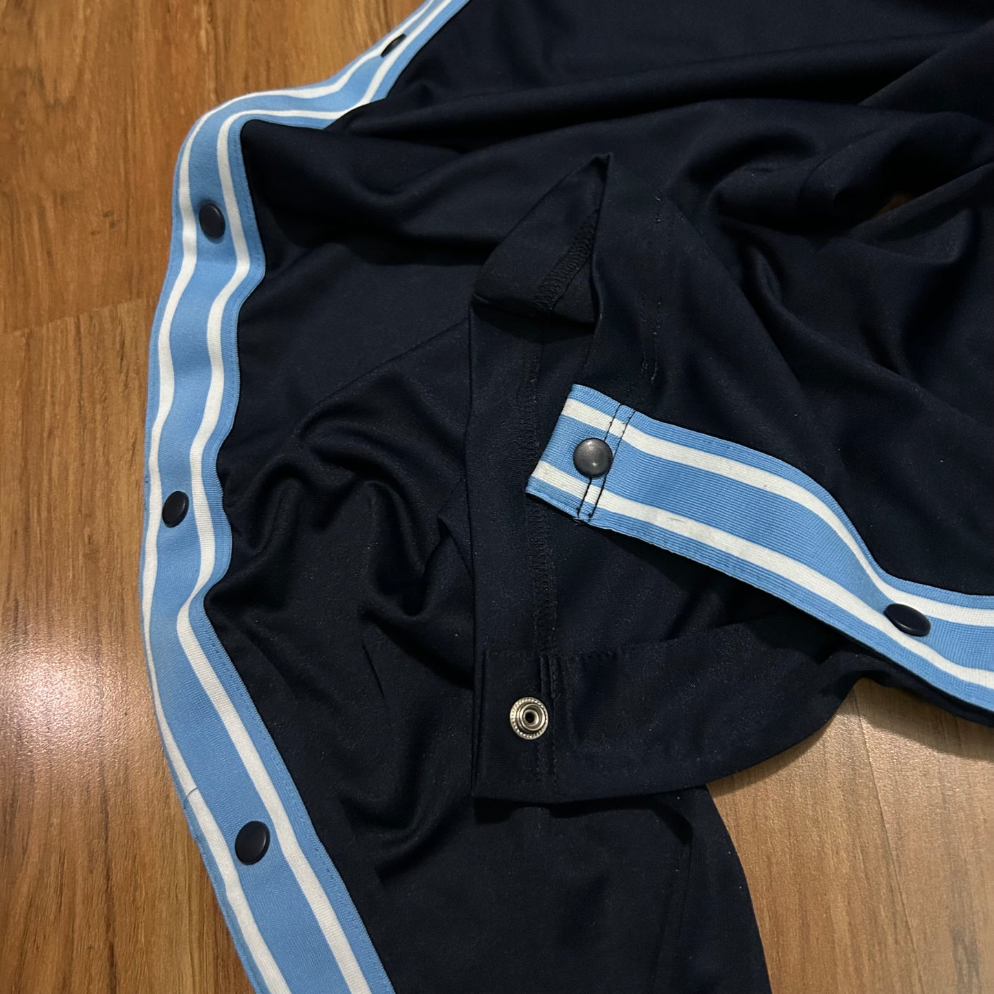 (M) Vintage Starter Asphalt Legend Baggy Black Blue Snap-On Track Pants