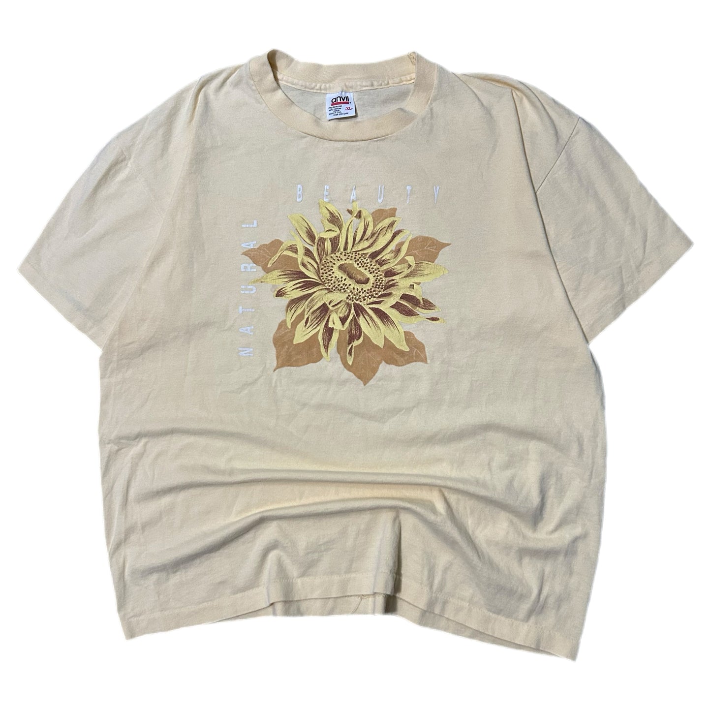 (XL) 90s Single Stitch Sunflower Nature Beige T-Shirt