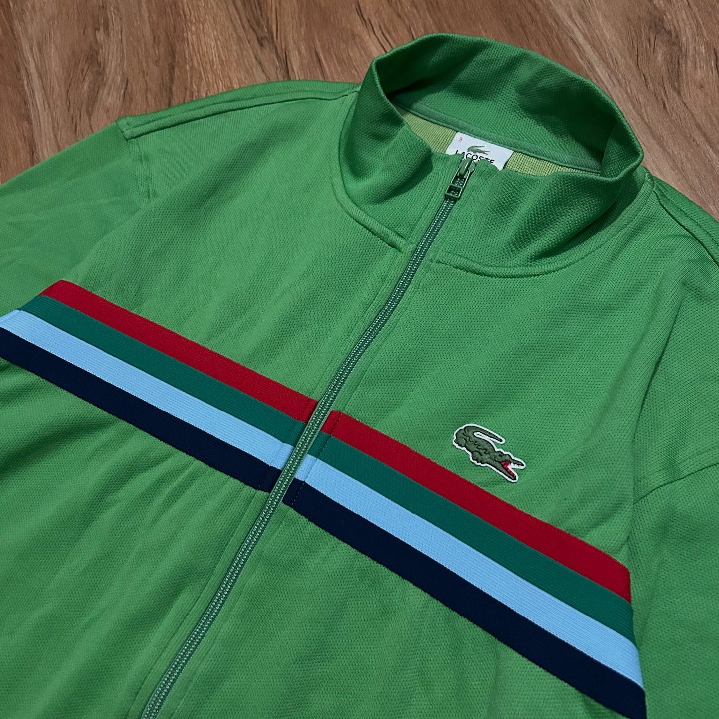(L/XL) Vintage Lacoste Sport Full-Zip Colorblock Green Track Jacket
