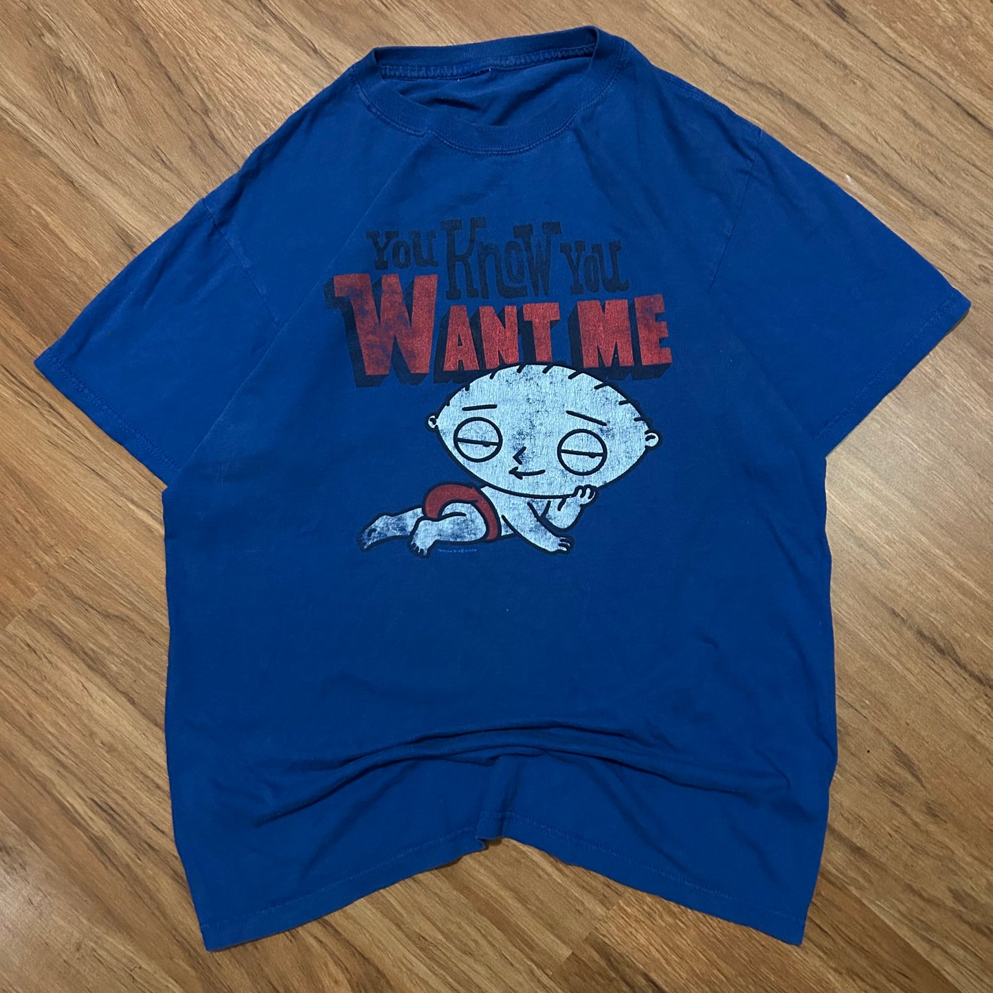 (M) Vintage Y2K Family Guy Stewie Griffin Royal Blue Graphic T-Shirt