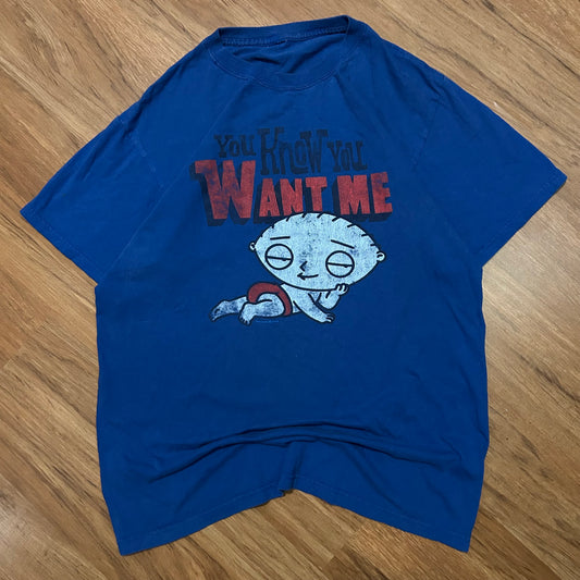 (M) Vintage Y2K Family Guy Stewie Griffin Royal Blue Graphic T-Shirt