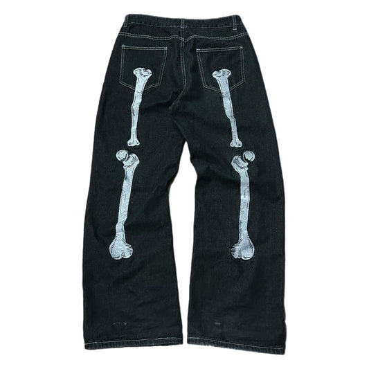 (32/34) Y2K Skeleton Bone Baggy Jeans