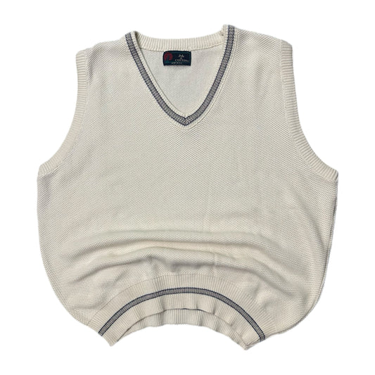 (L) 90s Isle of Cotton Knitted Pullover White Vest