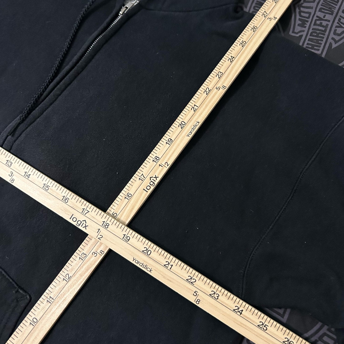 (L) Vintage Hanes Ultimate Cotton Black Full Zip Essential Hoodie