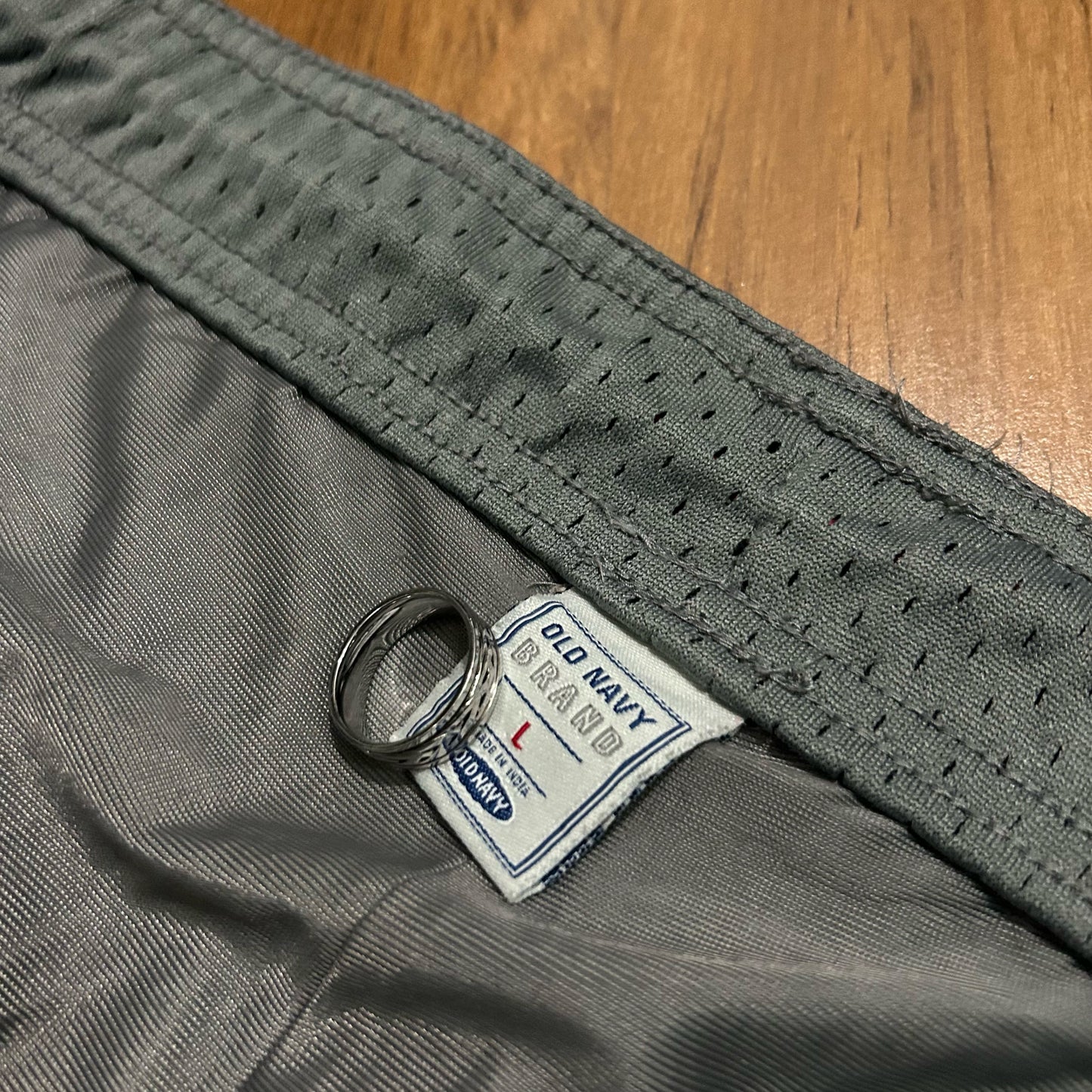 (L) Vintage Y2K Old Navy #32 Mesh Grey Burgundy Track Pants