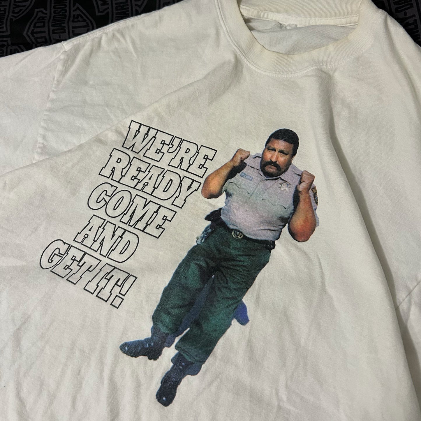 (L/XL) Vintage California Correctional Peace Officer White Graphic T-Shirt