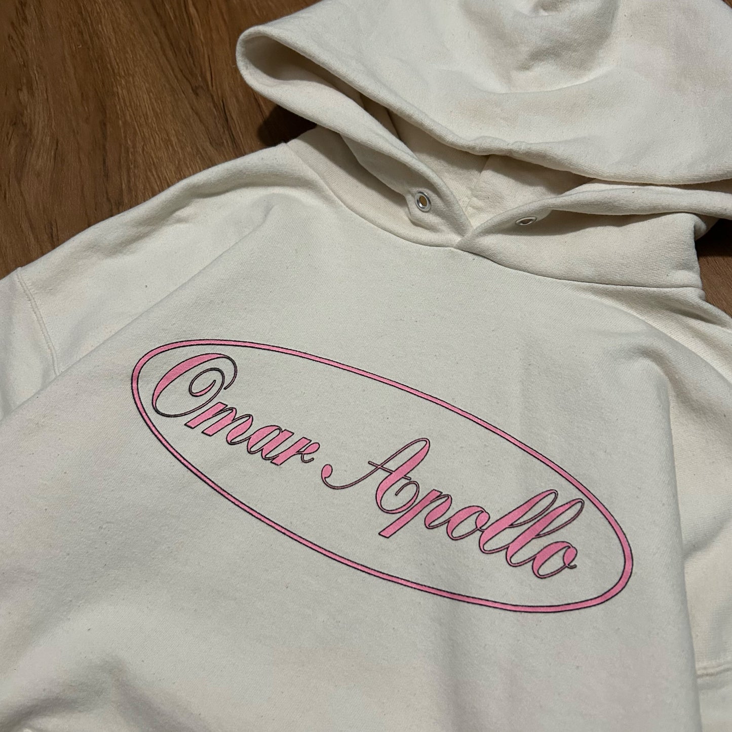 (M) Omar Apollo Ivory Album Cream Pink Pullover Hoodie