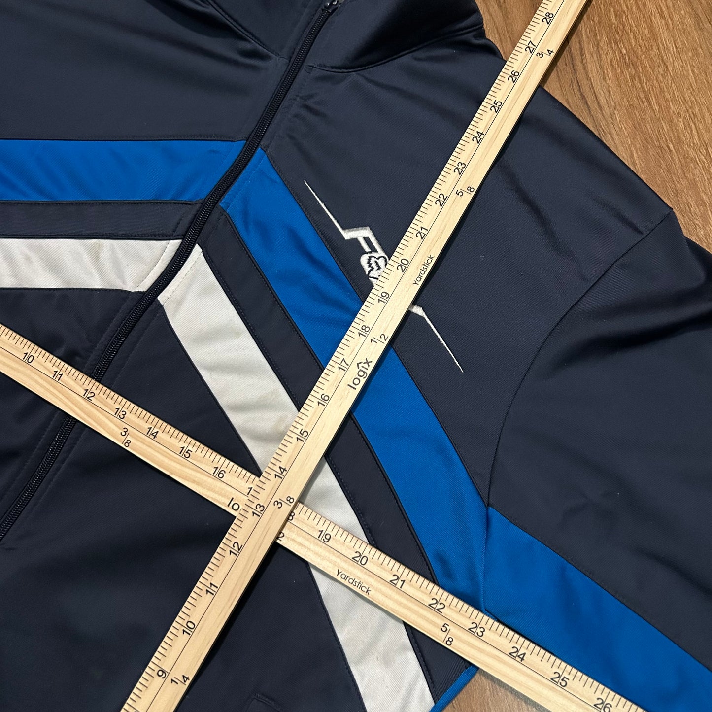 (XL) Vintage 2000s Fox Racing Blue Grey Zip-Up Track Jacket