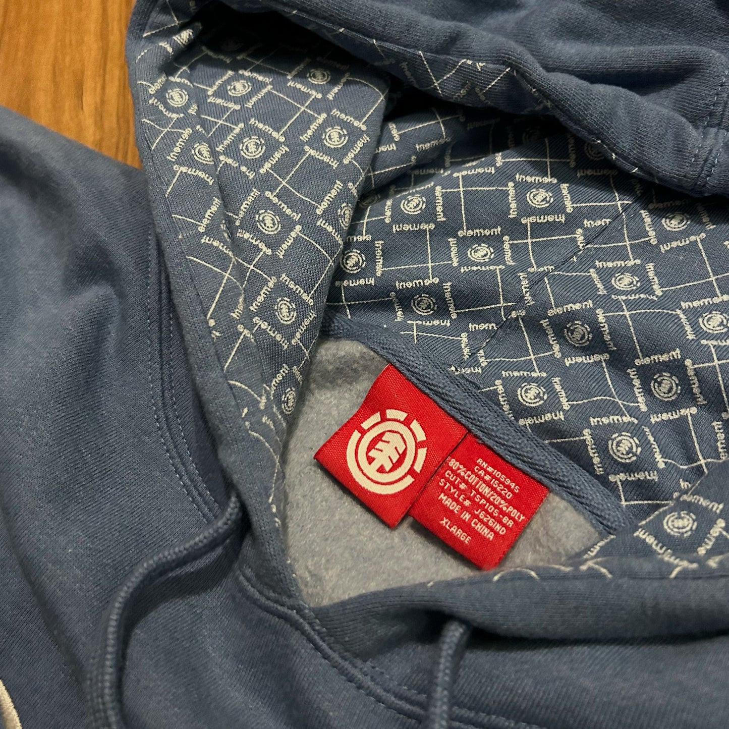 (XL) Vintage Y2K Element Embroidered Blue Pullover Hoodie