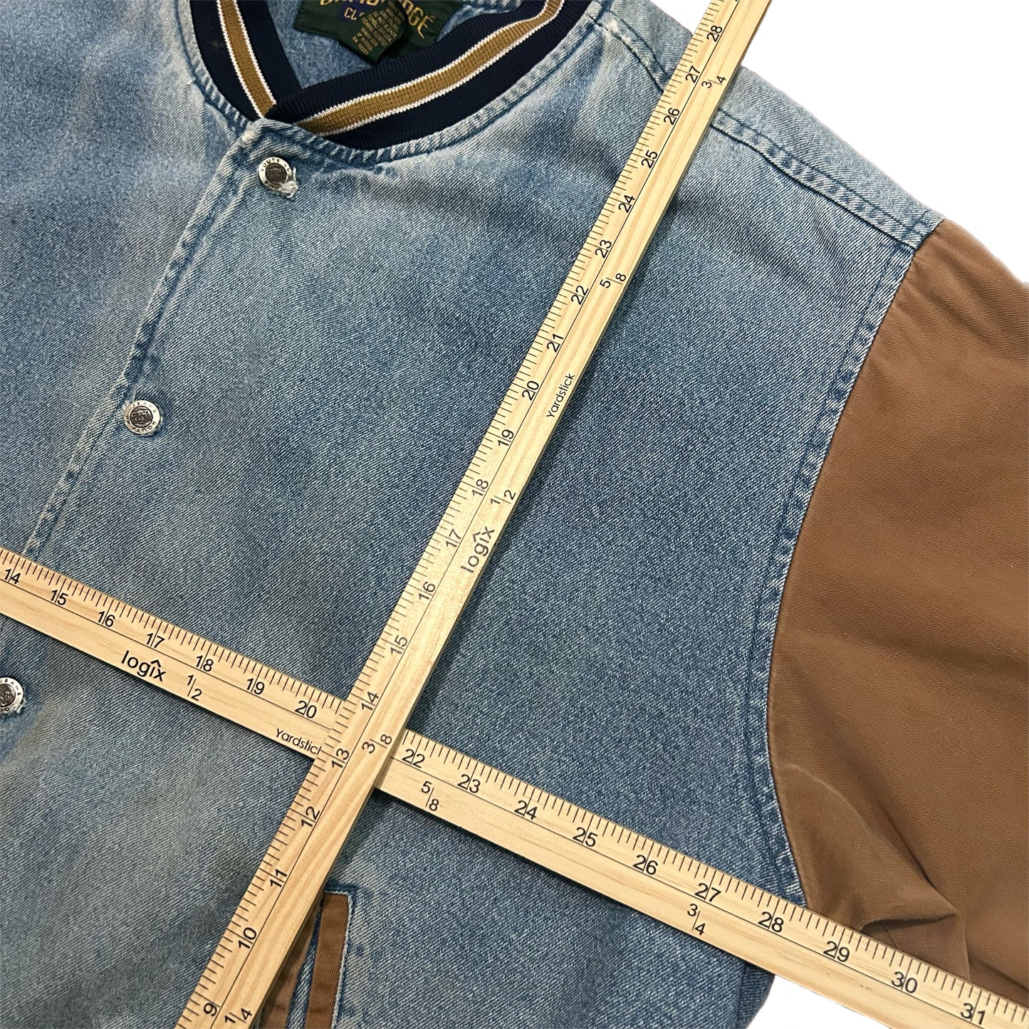 (XL) Vintage Cambridge Classics Denim Bomber Button Jacket
