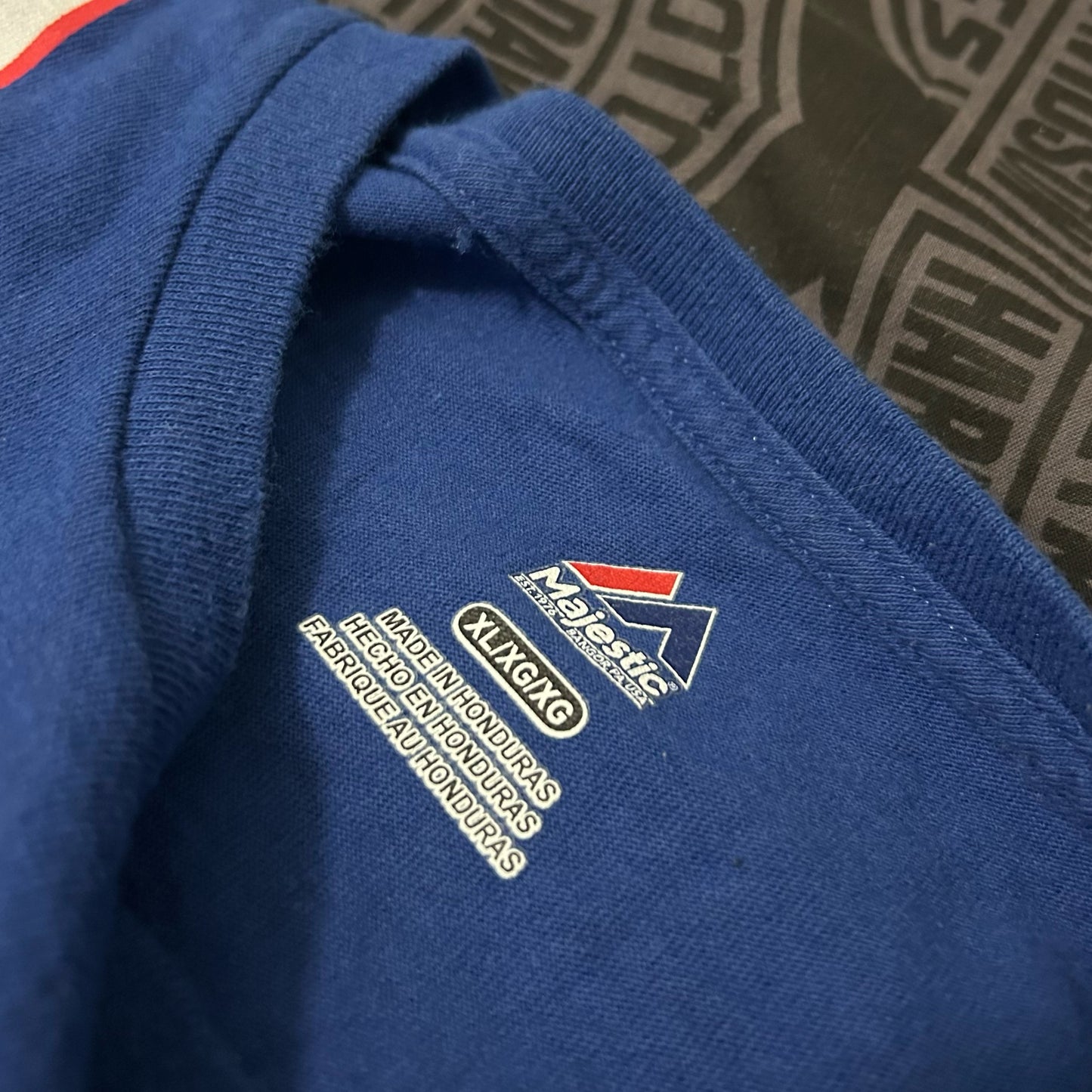 (XL) Majestic New York Giants NFL Royal Blue Long Sleeve Jersey Shirt