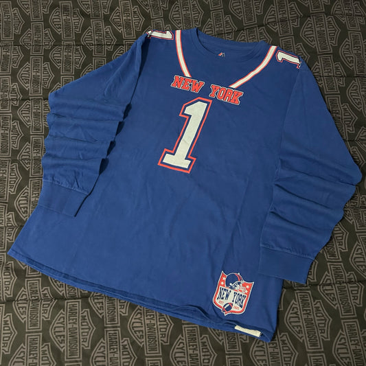 (XL) Majestic New York Giants NFL Royal Blue Long Sleeve Jersey Shirt