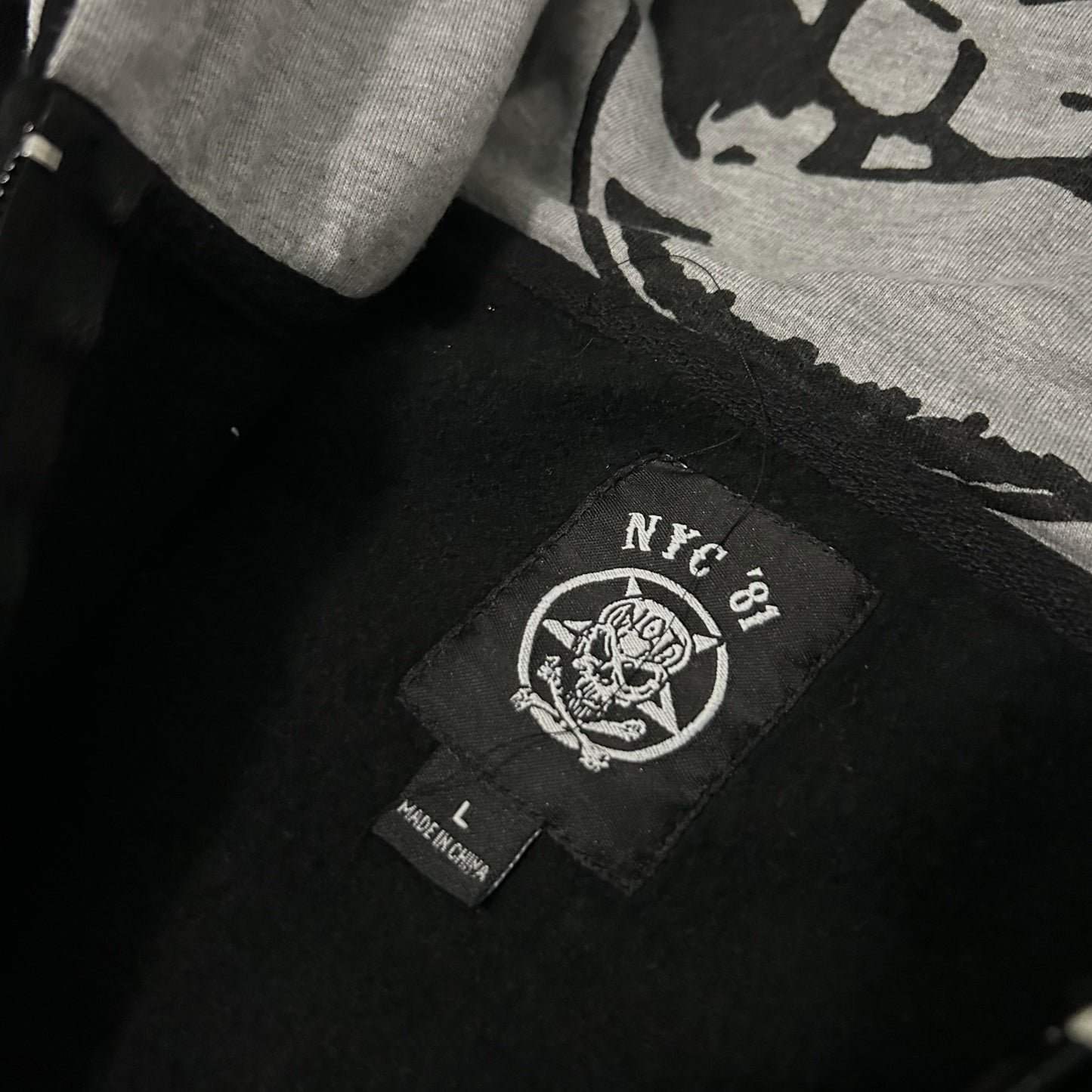 (L) Anthrax NYC 81' Embroidered Full Zip Black Hoodie