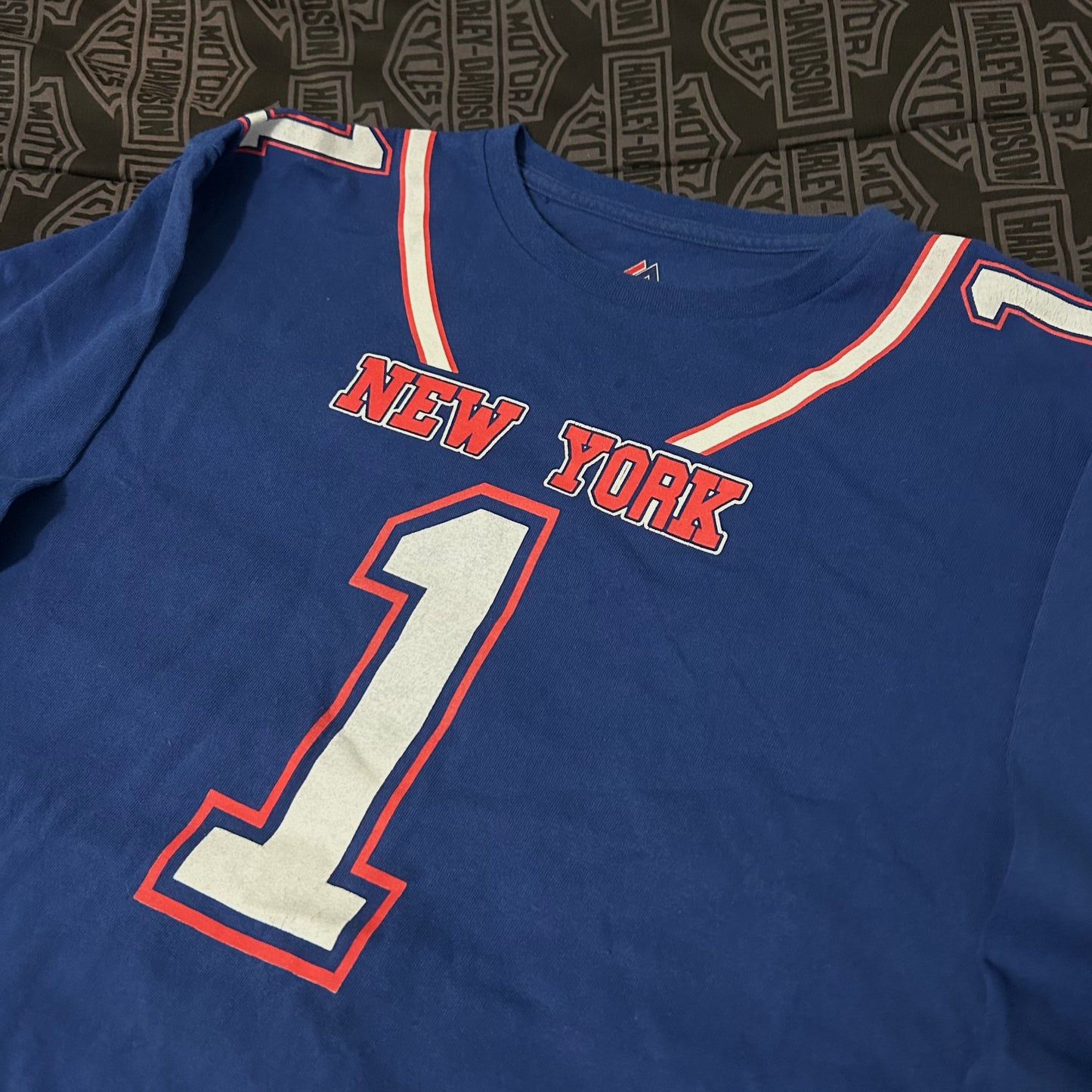 (XL) Majestic New York Giants NFL Royal Blue Long Sleeve Jersey Shirt