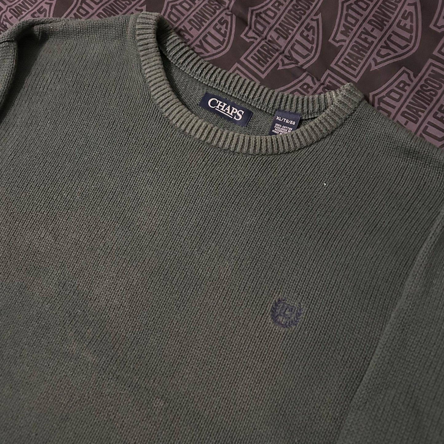 (XL) Vintage Chaps Ralph Lauren Forest Green Knitted Pullover Crewneck