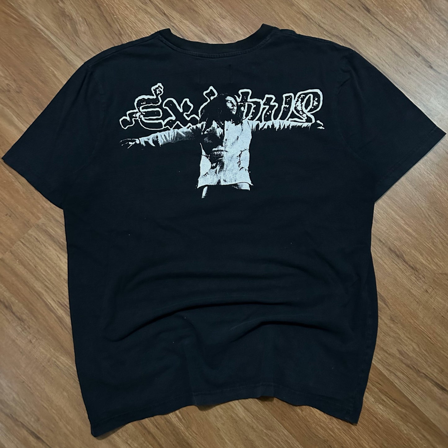 (XL) Bob Marley Exodus Youth Peace Planet Black Graphic T-Shirt