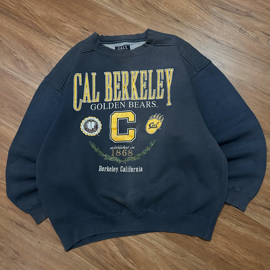 (L) Vintage Y2K Cal Berkley Golden Bears Washed Black Pullover Crewneck