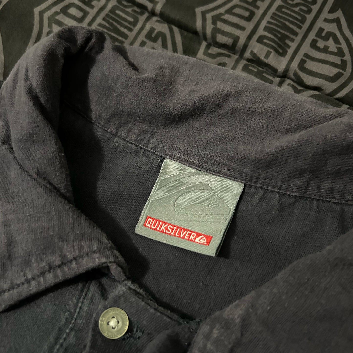 (L) Vintage Quicksilver Faded Navy Short Sleeve Polo Shirt