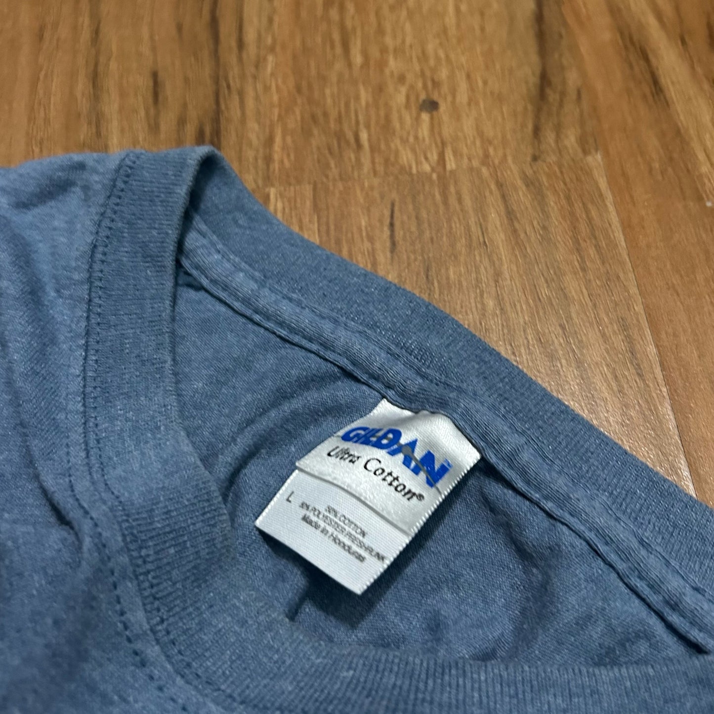 (L) Vintage Russ Skateboard Cartoon Character Blue Graphic T-Shirt