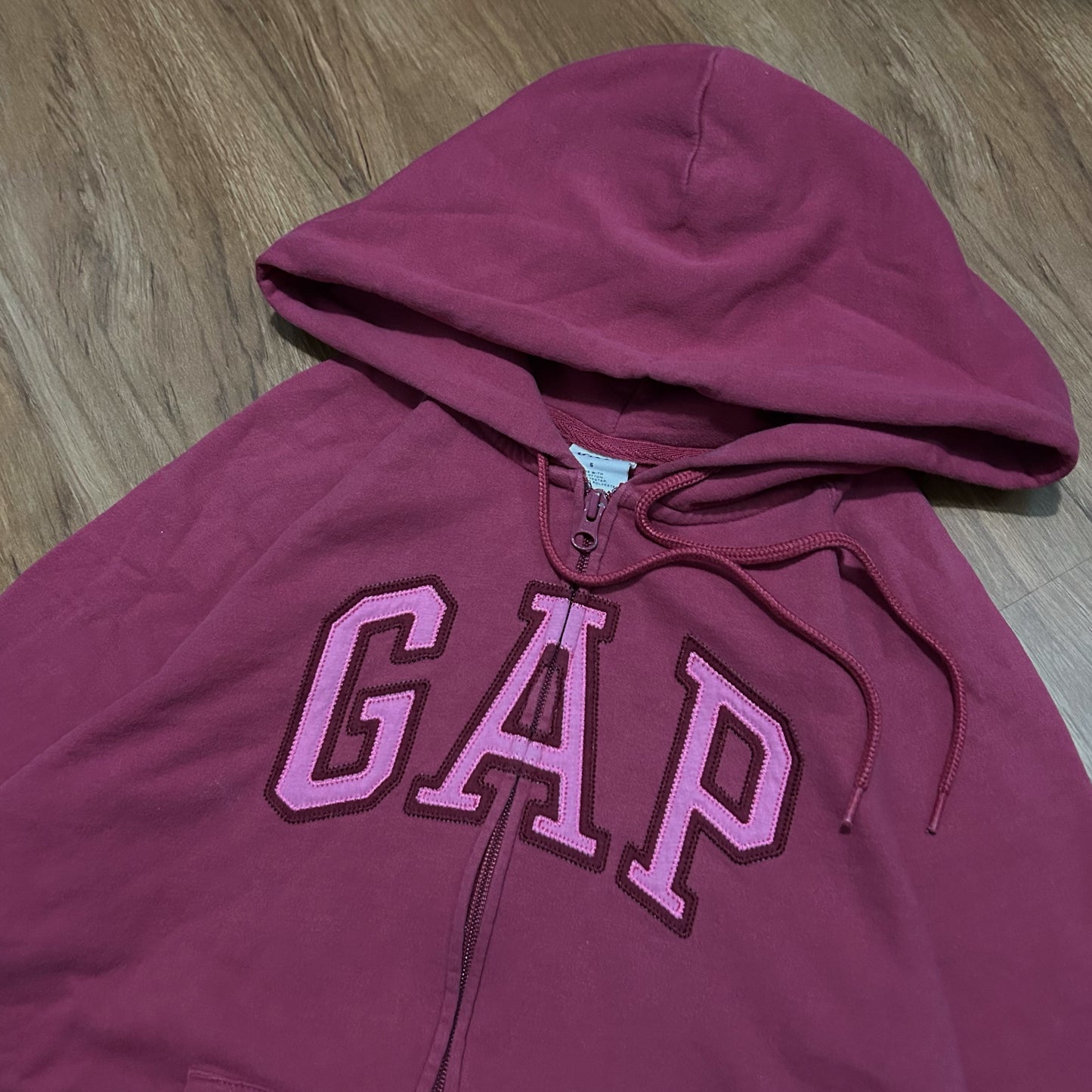 (S) GAP Women's Heritage Logo Full Zip Pink Hoodie
