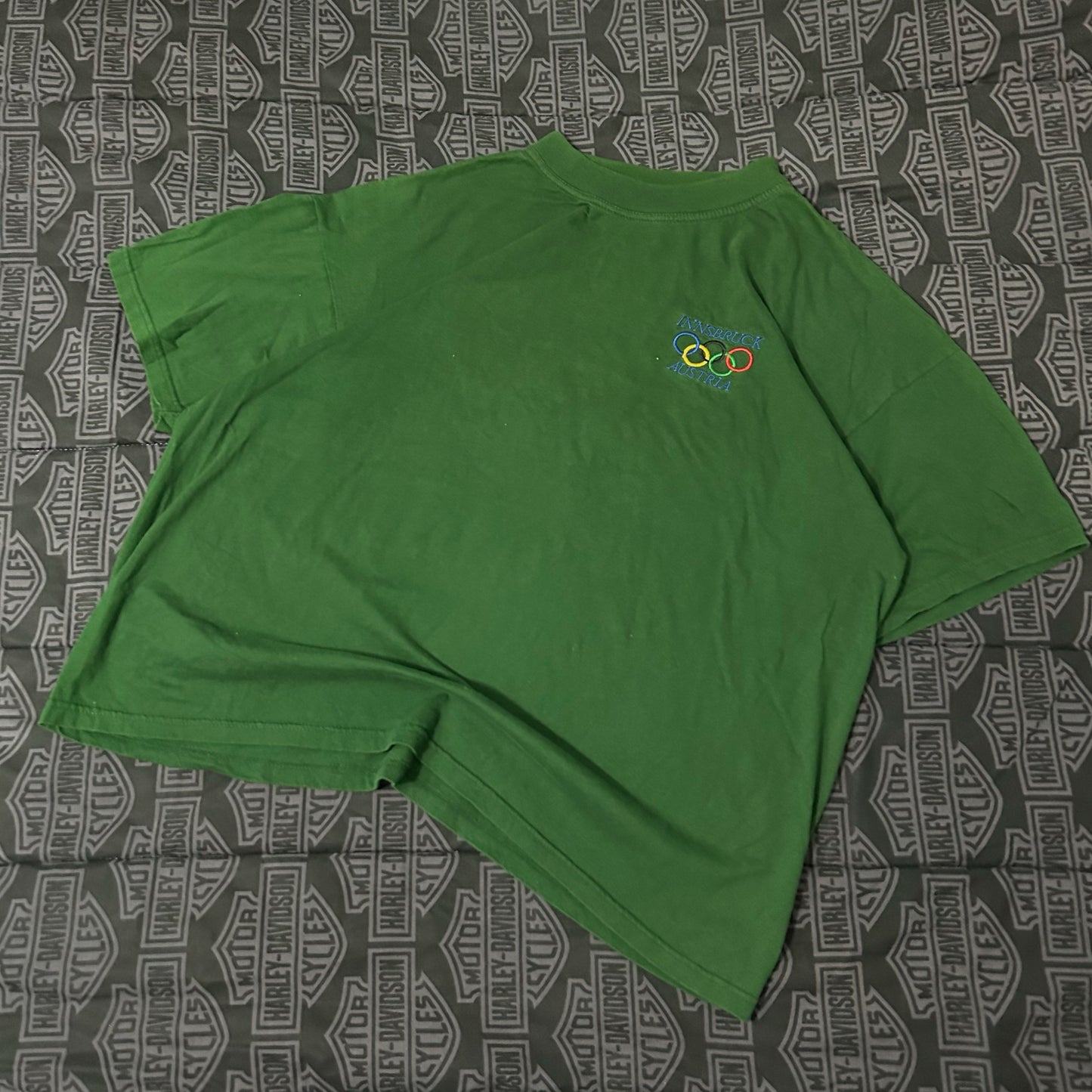 (XL) Vintage 90s Innsbruck Austria Olympics Embroidered Green T-Shirt