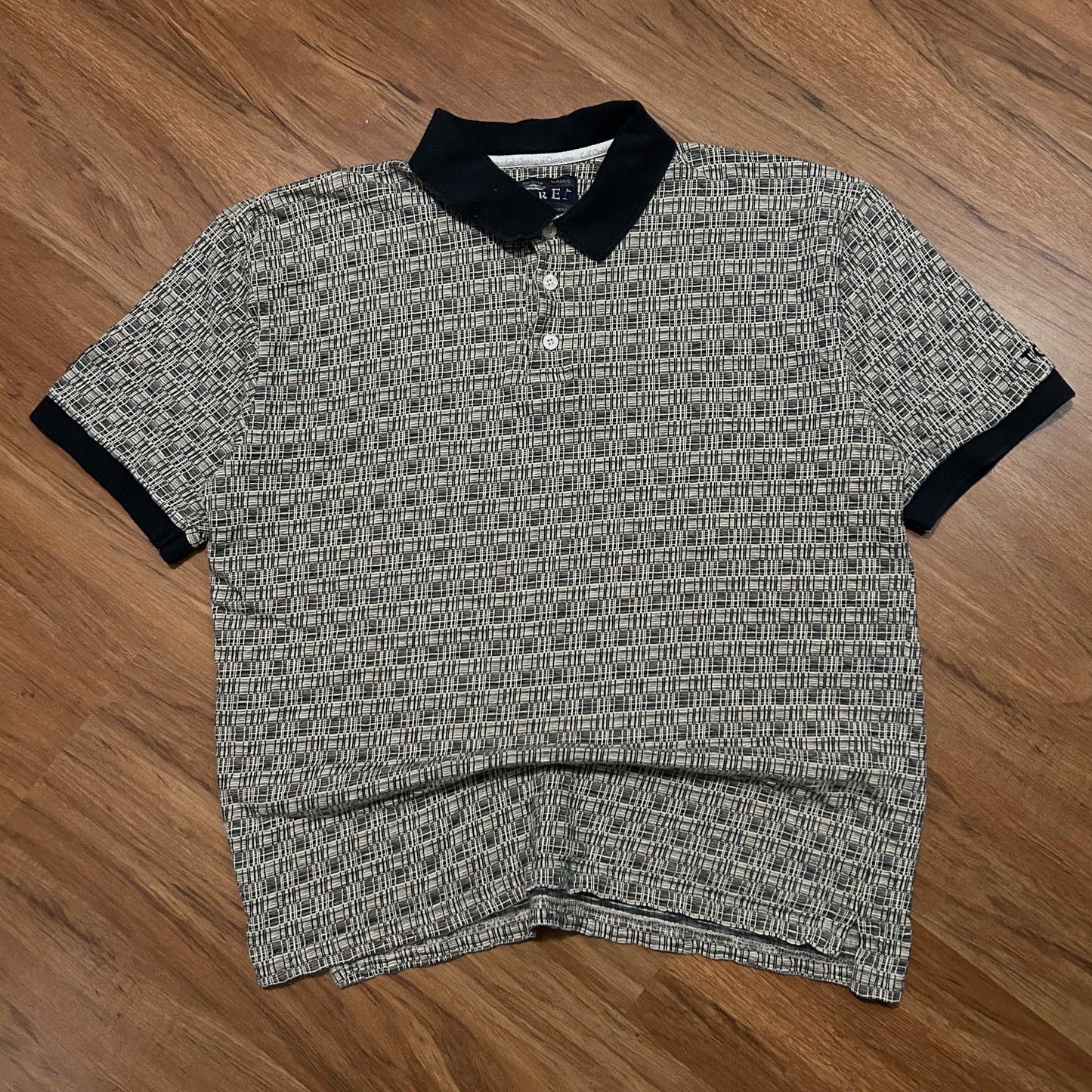 (L) Vintage 90s Fore Golfwear Toyota Geometric Jacquard Knit Polo Shirt