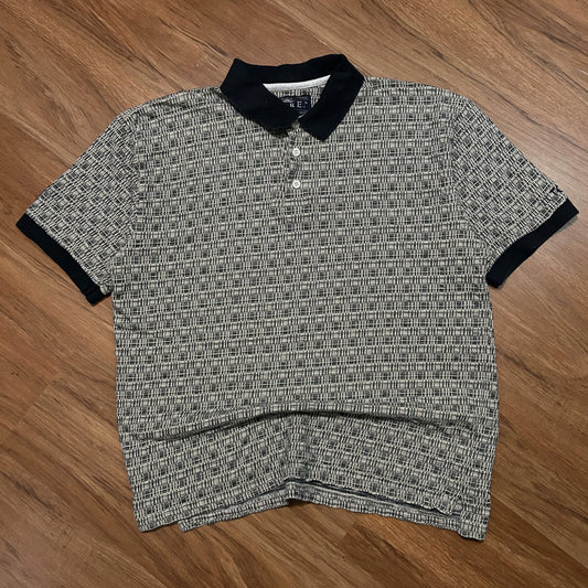 (L) Vintage 90s Fore Golfwear Toyota Geometric Jacquard Knit Polo Shirt