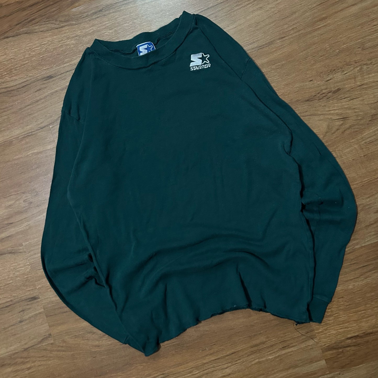 (Women XL) Vintage 90s Starter Embroidered Green Long-sleeve T-Shirt