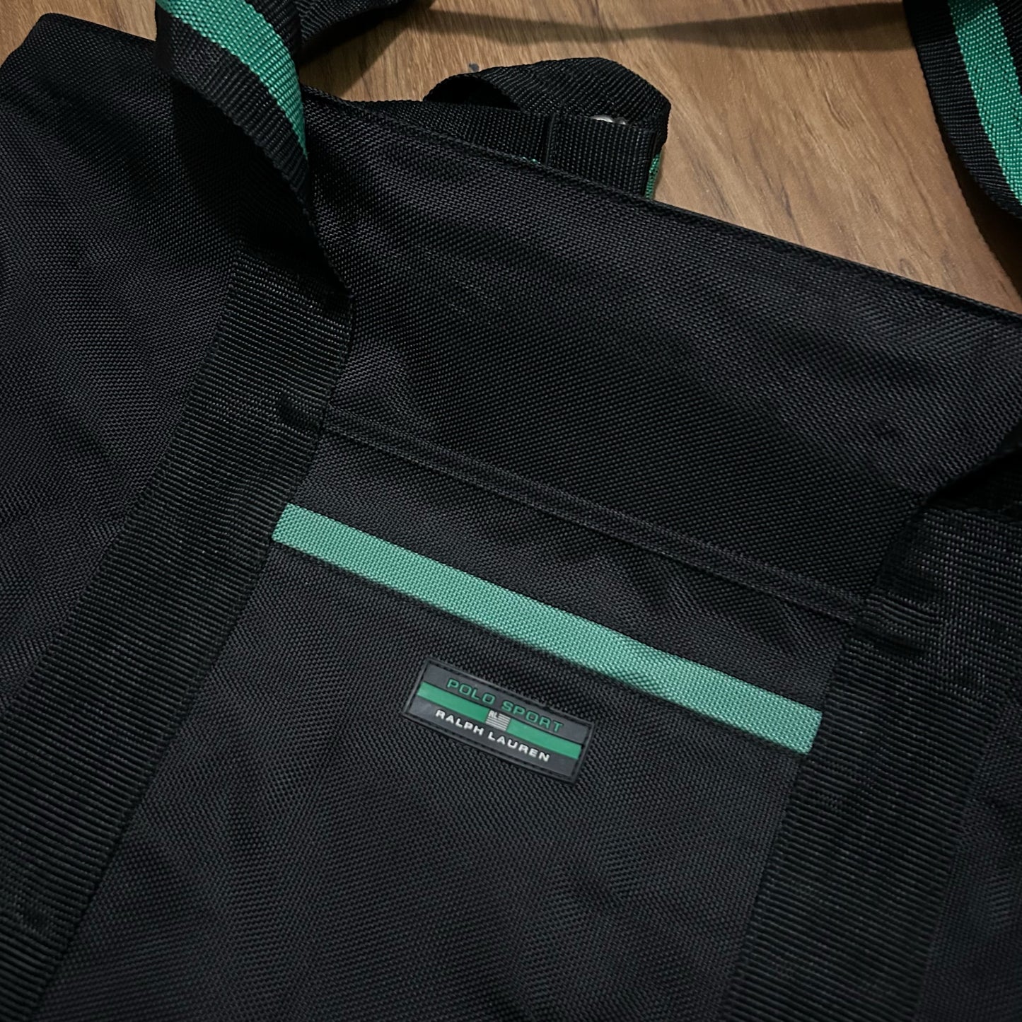 (OS) Vintage Polo Sport Ralph Lauren Black Green Tote Bag