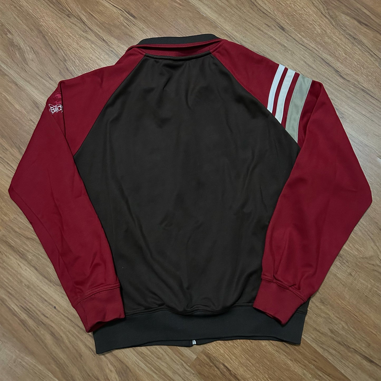 (M) Vintage Y2K Billabong Striped Red Brown Full Zip Track Jacket