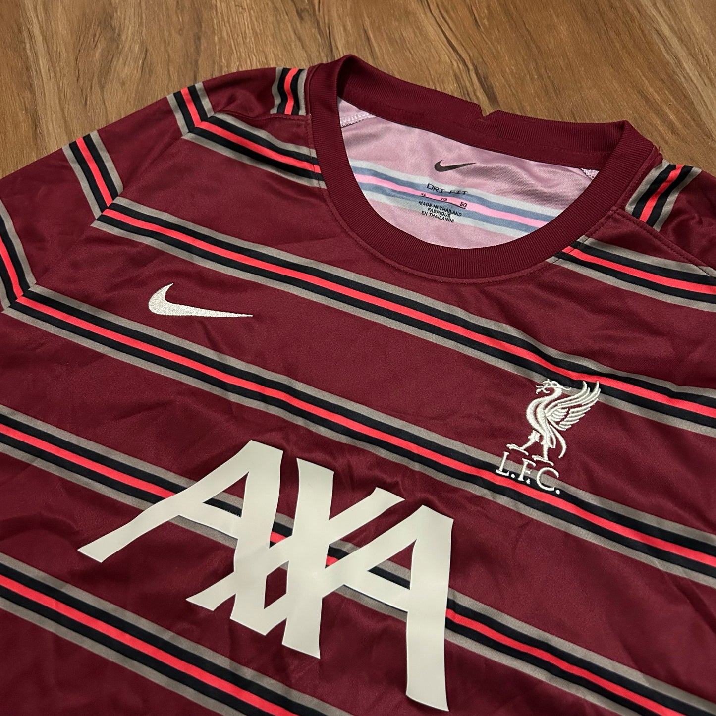 (XL) Nike Liverpool AXA Soccer Training Striped Jersey