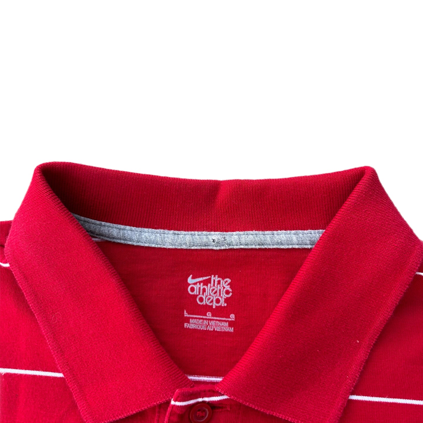 (L) Y2K Nike Red Striped Polo Shirt