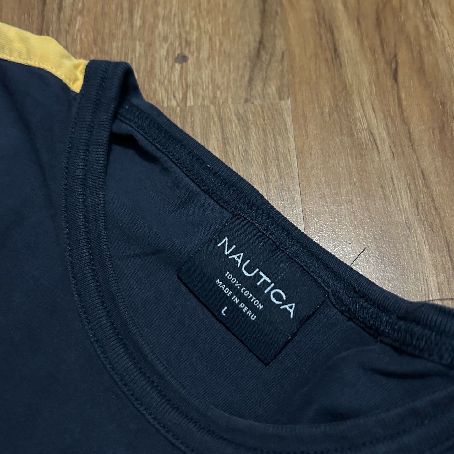 (L) Nautica Navy Blue Graphic Longsleeve T-Shirt