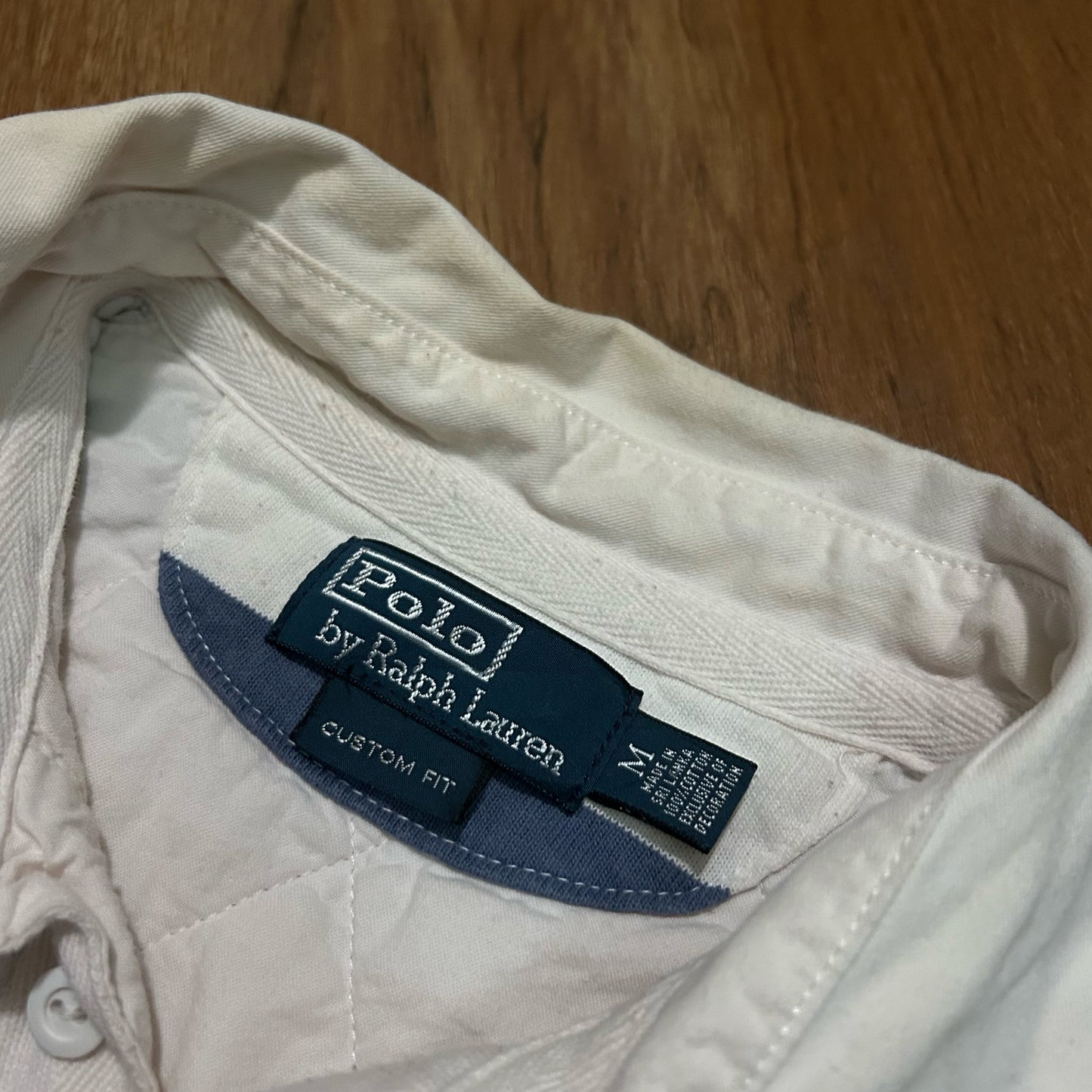 (M) Vintage 90s Polo Ralph Lauren Blue White Striped Polo Shirt