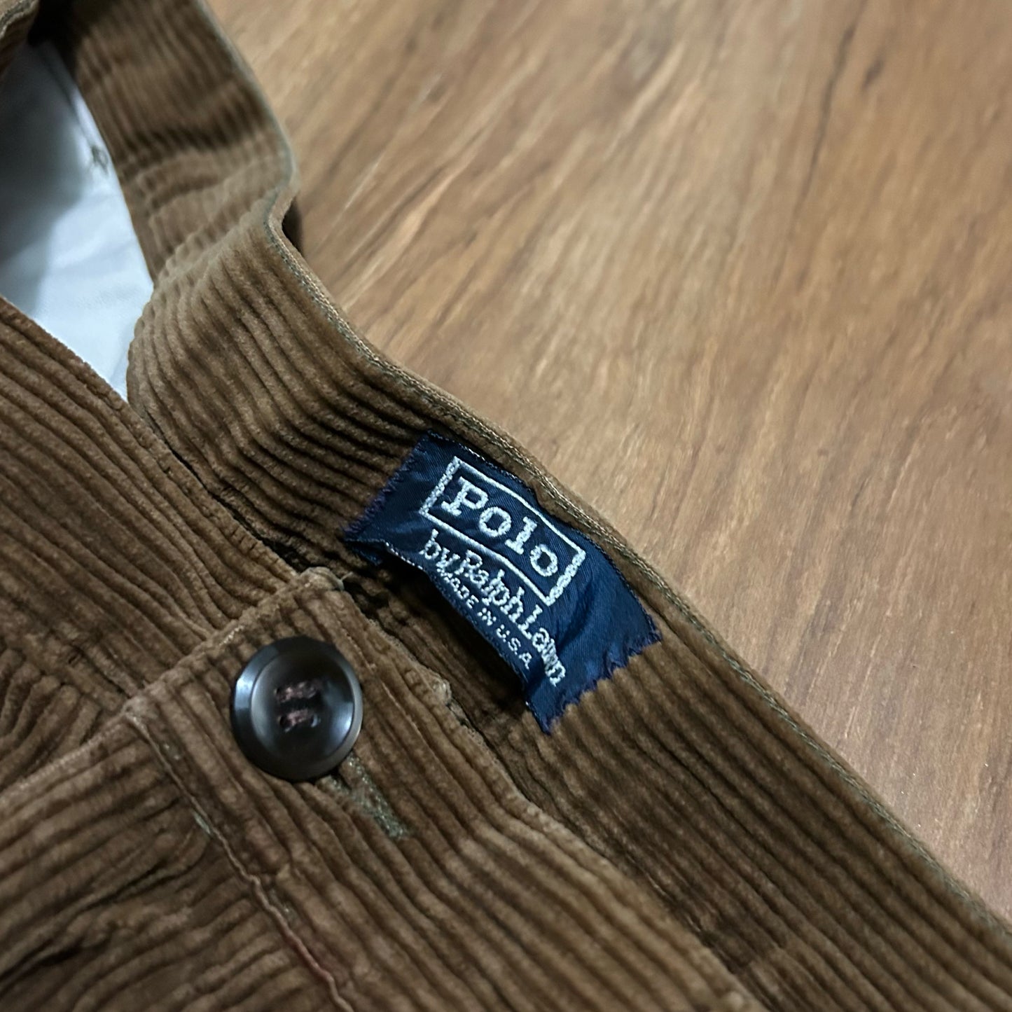 (34) Vintage 90s Polo Ralph Lauren Corduroy Dark Brown Pleaded Pants