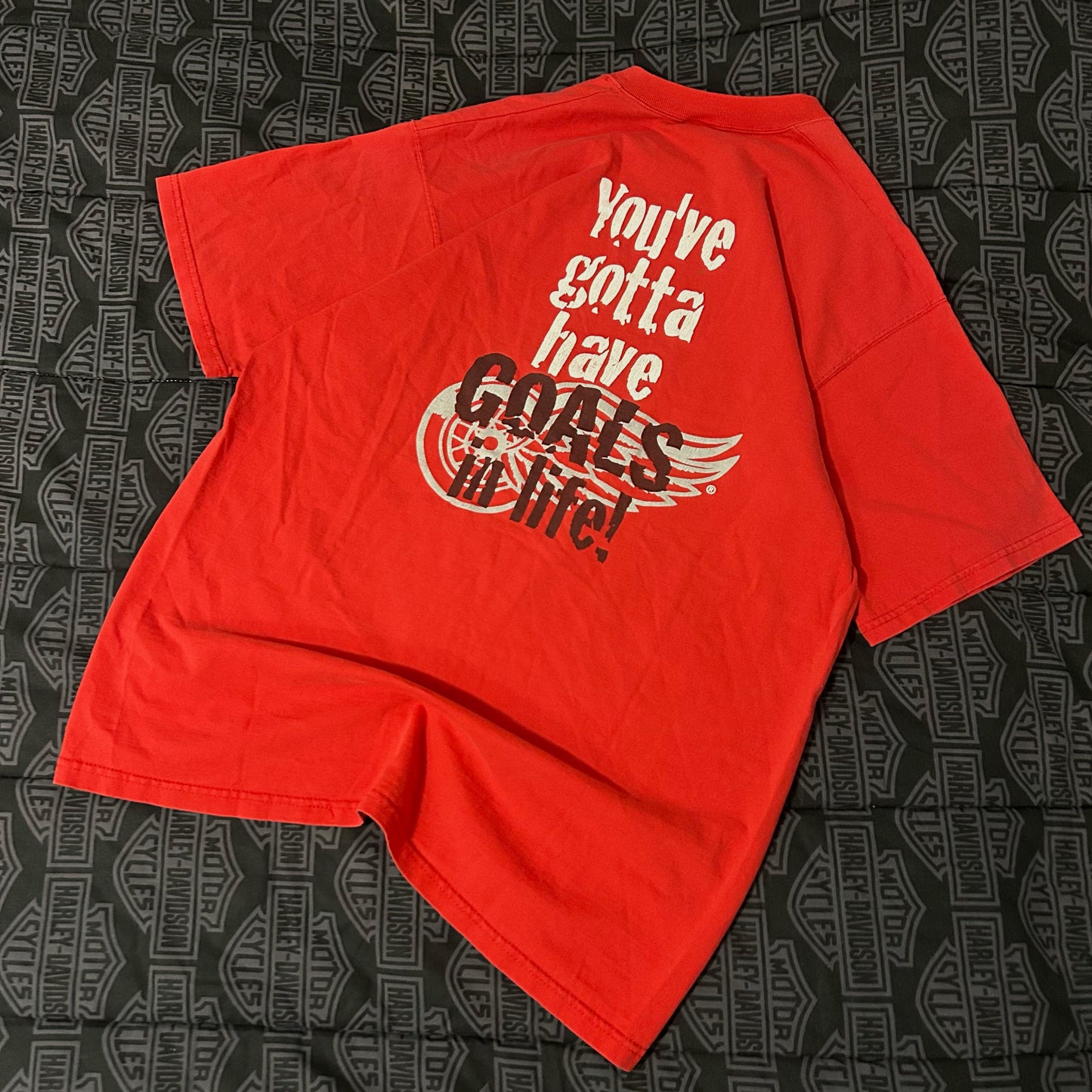 (L) Vintage Detroit Red Wings Hockeytown "You've Gotta Have Goals" Red Graphic T-Shirt