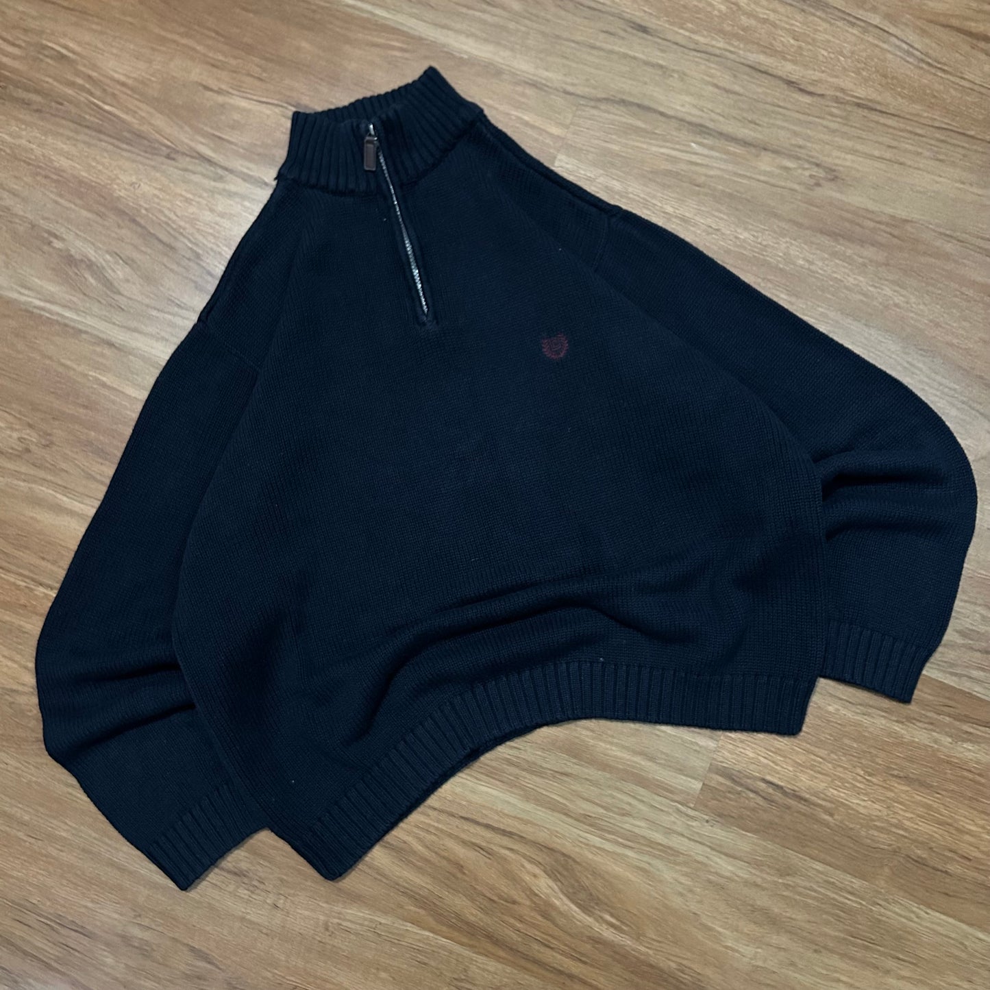 (XL) Vintage Chaps Ralph Lauren Knitted Navy Quarter-Zip