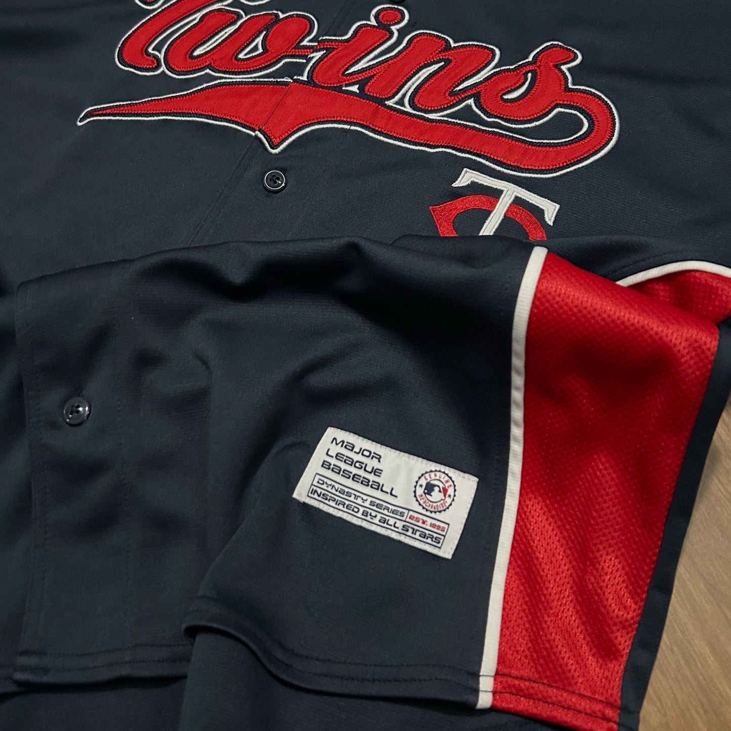 (XL) Dynasty Series Minnesota Twins Navy Red Baseball Jersey