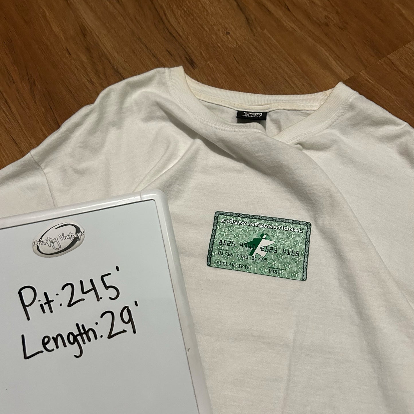 (XL) Retro Stussy Credit Card White Green T-Shirt