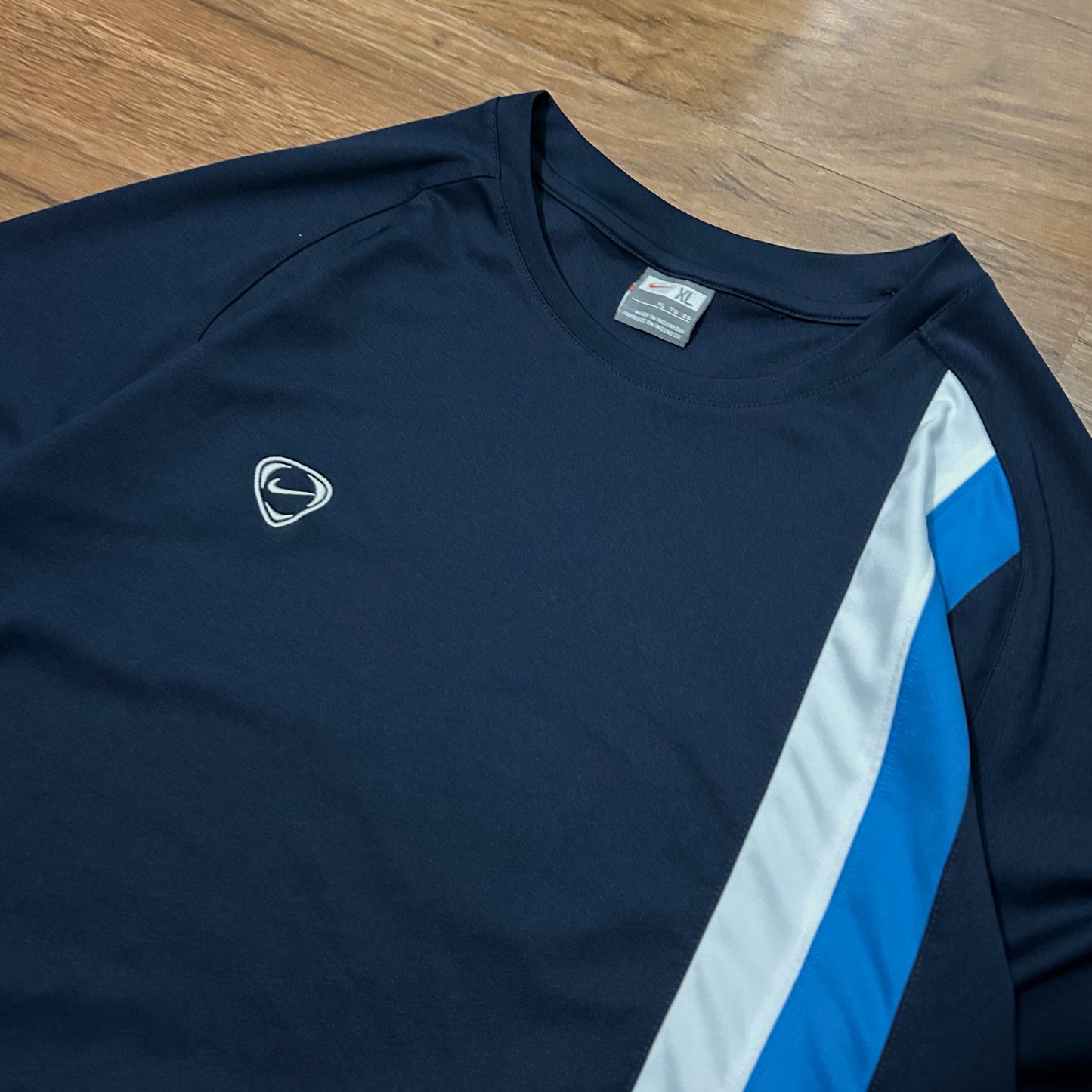 (XL) VIntage 2000s Nike Pinstripe Navy Blue Sportswear Shirt