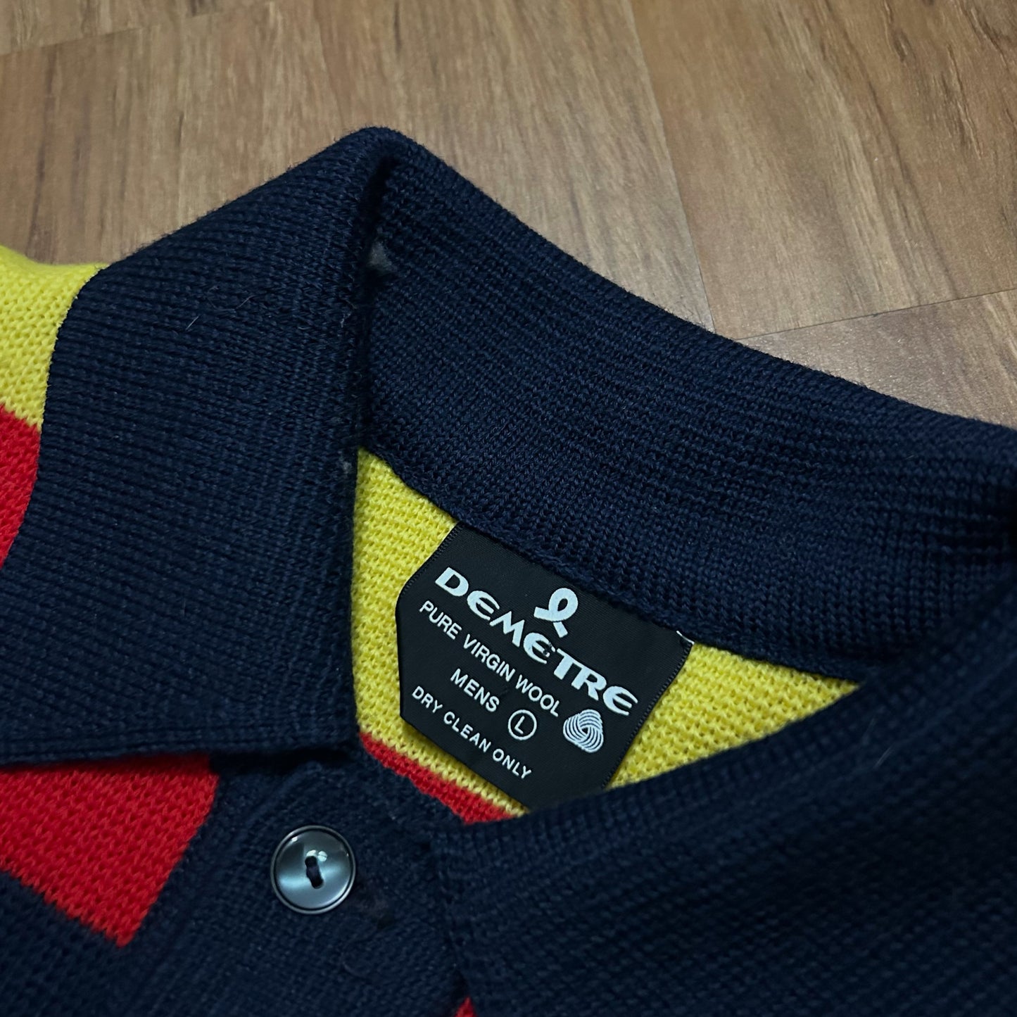 (L) Vintage Demetre Striped Wool Collared Button Shirt