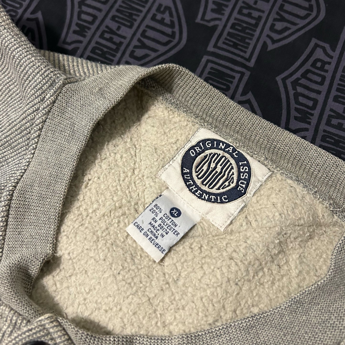(XL) Vintage Original Issue Fleece Lined Ribbed Henley Pullover Sweater