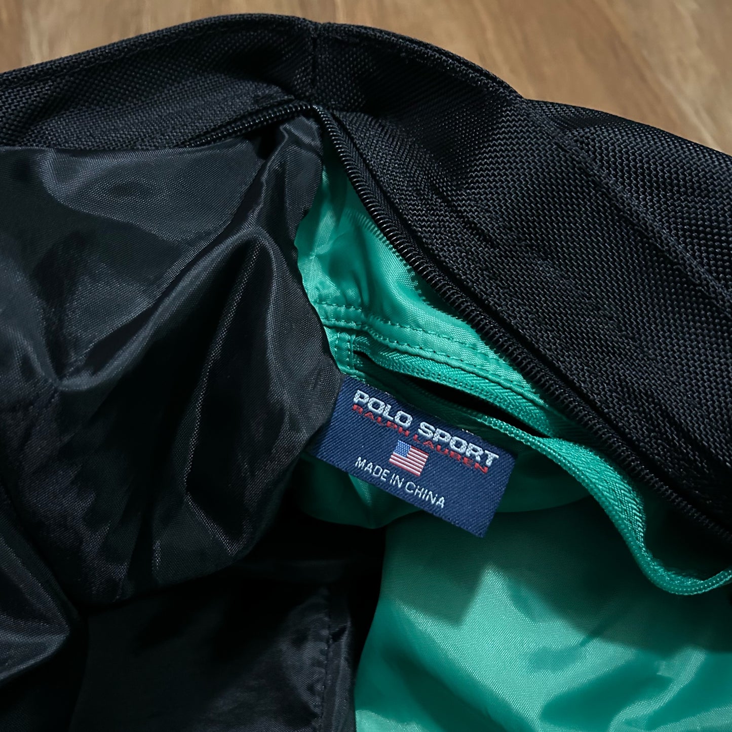 (OS) Vintage Polo Sport Ralph Lauren Black Green Tote Bag