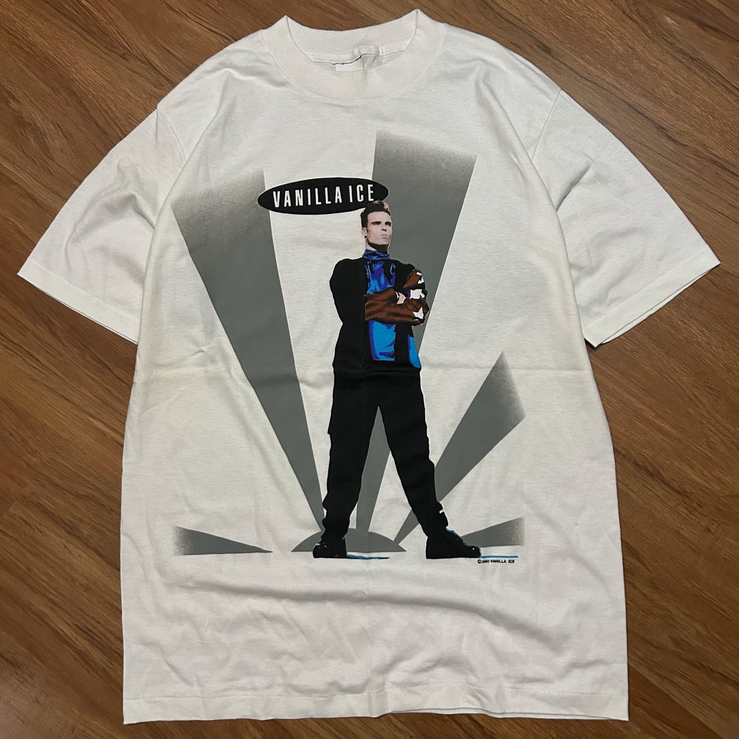 (L) Vintage 1990 Vanilla Ice World Rap Tour White T-Shirt