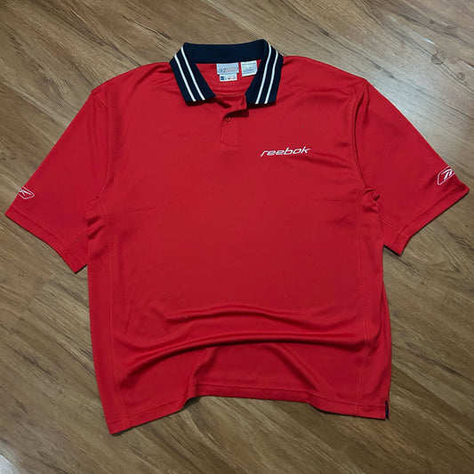 (L) Y2K Retro Reebok Red Polo T-Shirt