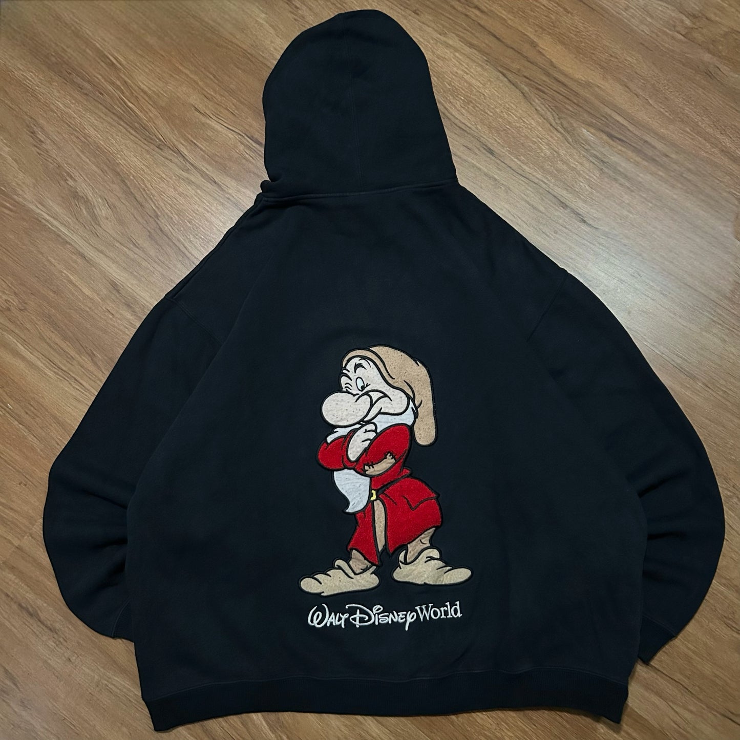 (XL) Vintage Walt Disney World Grumpy Black Full Zip Hoodie